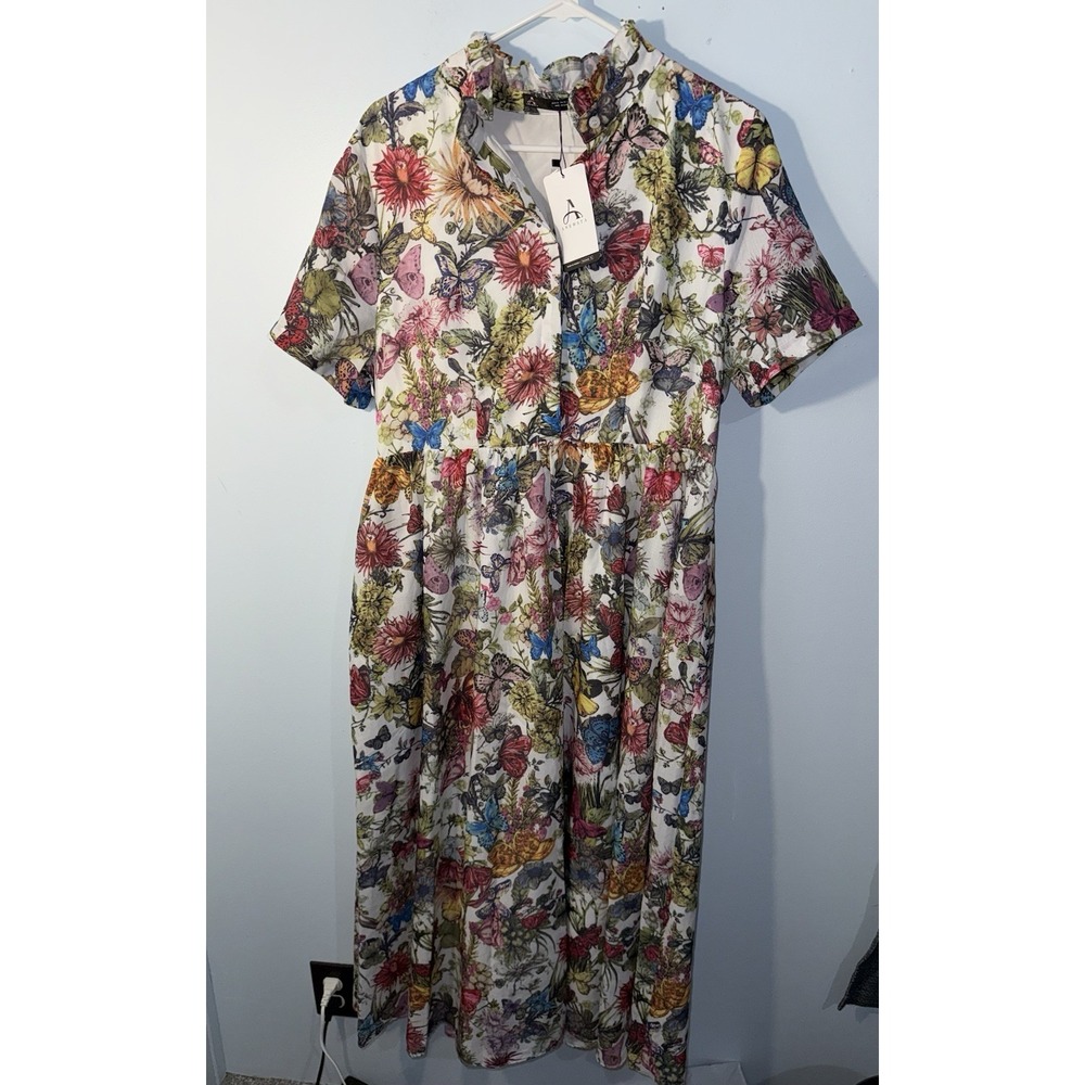 ANEWSTA Women's Maxi Dress Dopamine Butterfly Floral NEW NWT Shein Size XL / 12